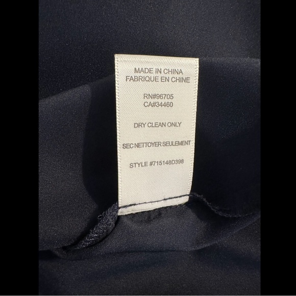 REBECCA TAYLOR $425 Navy Blue Lace Dress Black Pleated Skirt Silk Mix Contrast - Picture 13 of 15